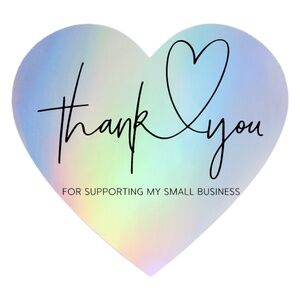 100 Thank You Stickers | Small Business Packaging | Holographic Heart or Red